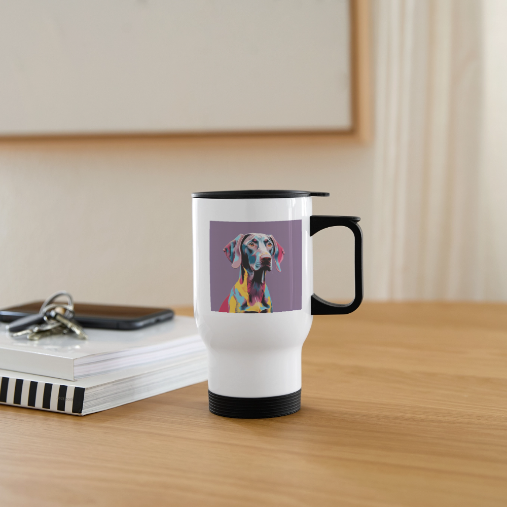 Thermobecher mit Tragegriff, Weimaraner 2 - Weiß