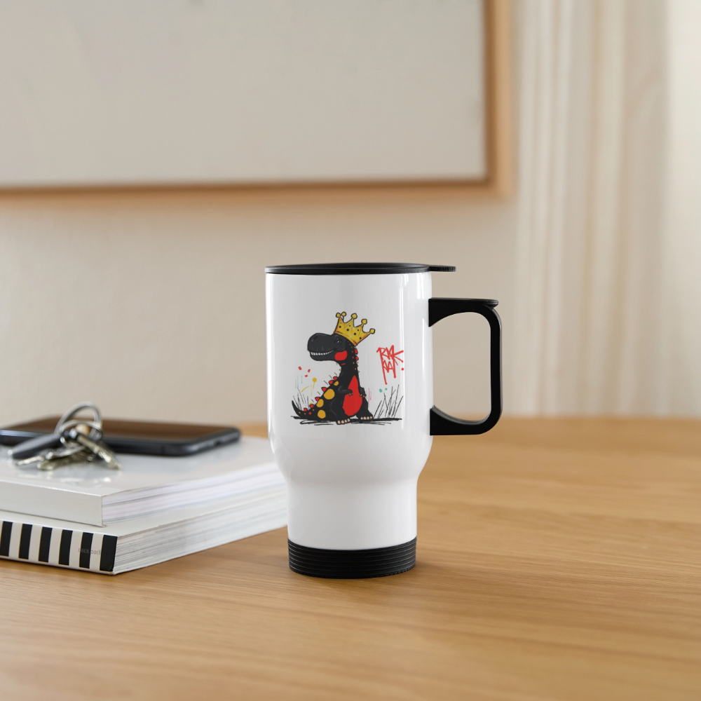 Thermobecher mit Tragegriff, Dino 3 - Weiß