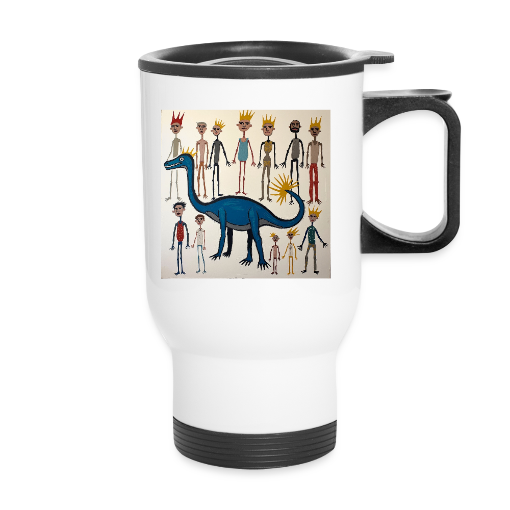 Thermobecher mit Tragegriff, Dino 8 - Weiß