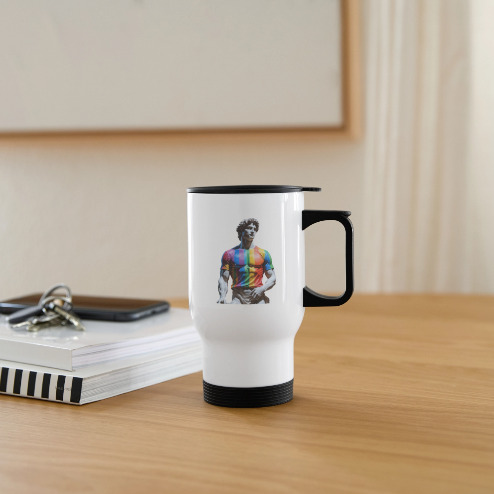 Thermobecher mit Tragegriff, David - Weiß