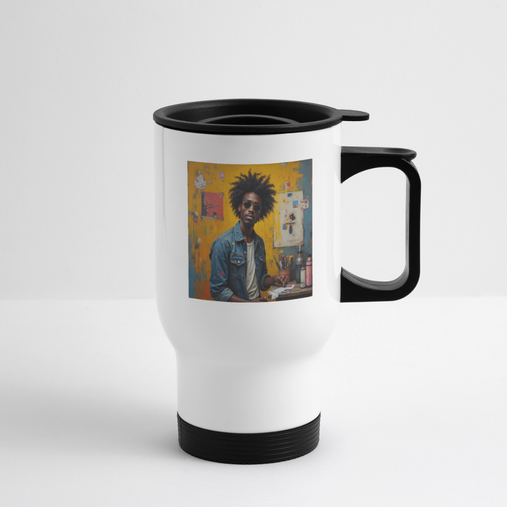 Thermobecher mit Tragegriff, Black Artist - Weiß