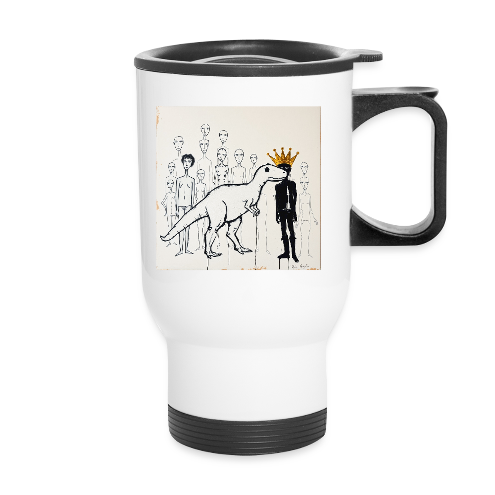 Thermobecher mit Tragegriff, Dino 7 - Weiß