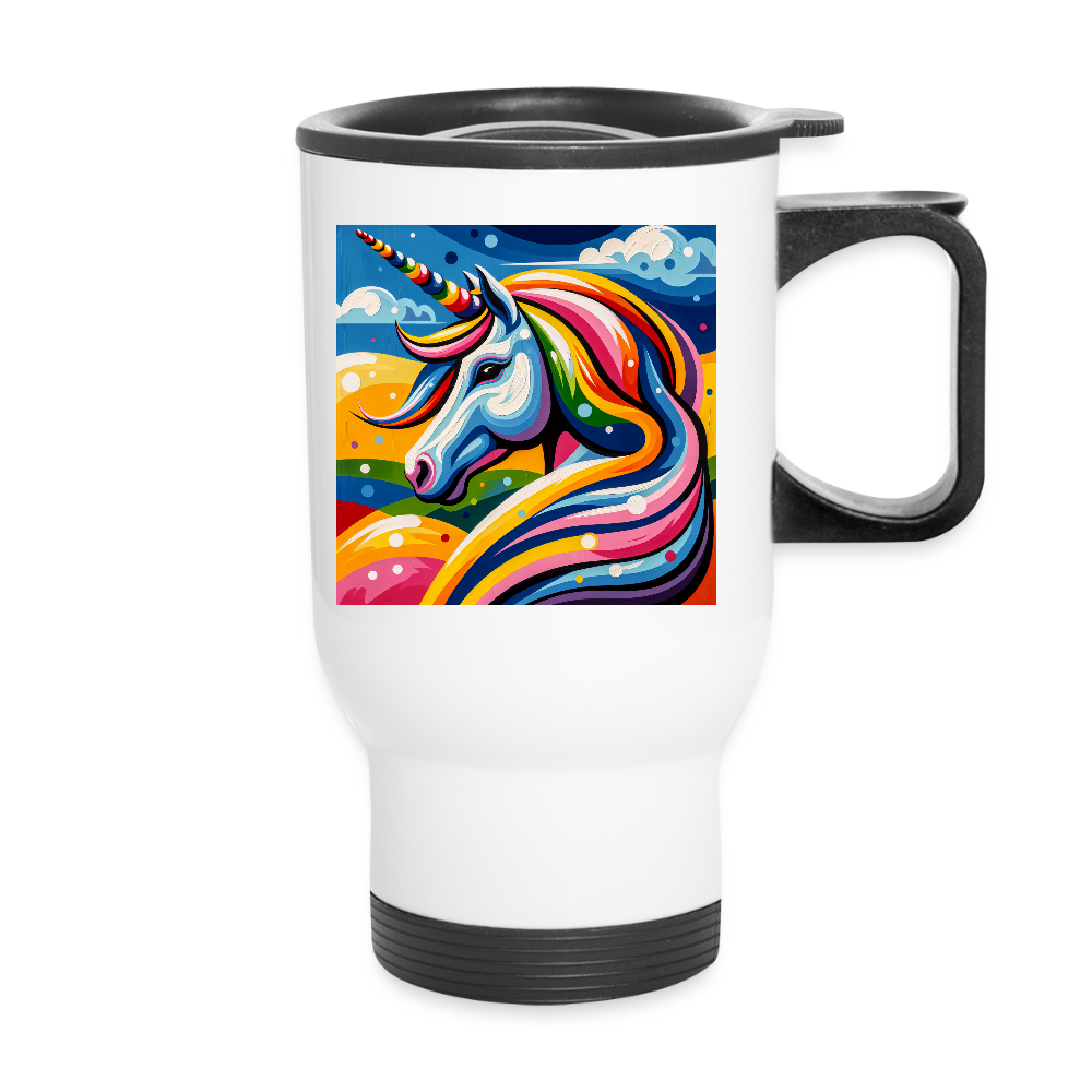 Thermobecher mit Tragegriff, Einhorn 2 - Weiß