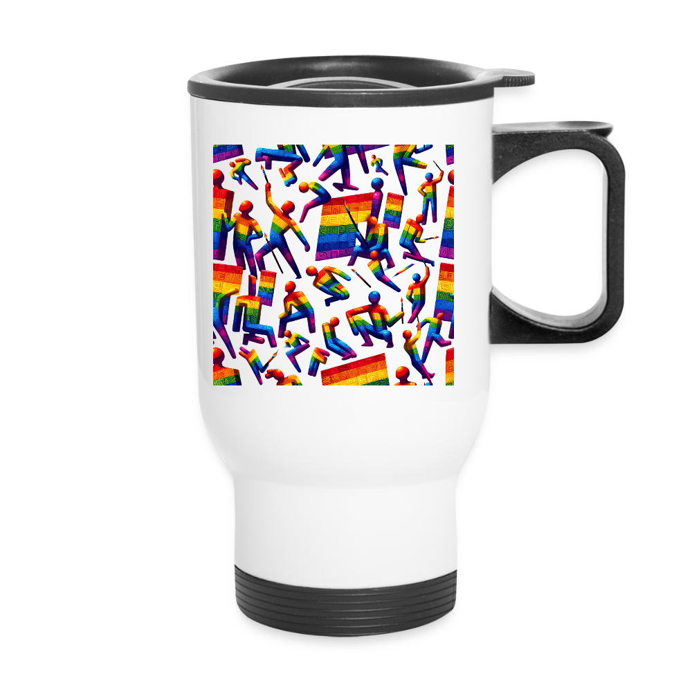 Thermobecher mit Tragegriff, Gay Fighter - Weiß