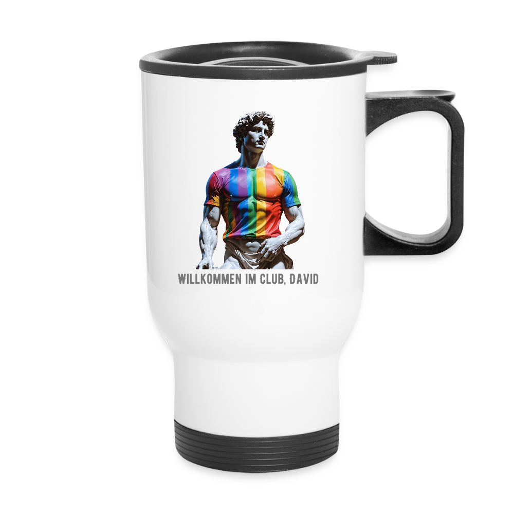 Thermobecher mit Tragegriff - Weiß