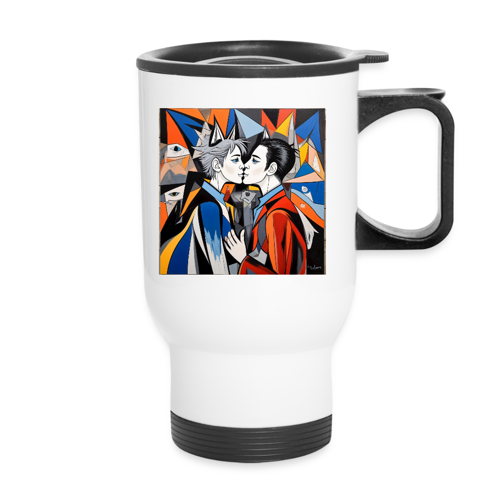 Thermobecher mit Tragegriff, Explosive Liebe - Weiß