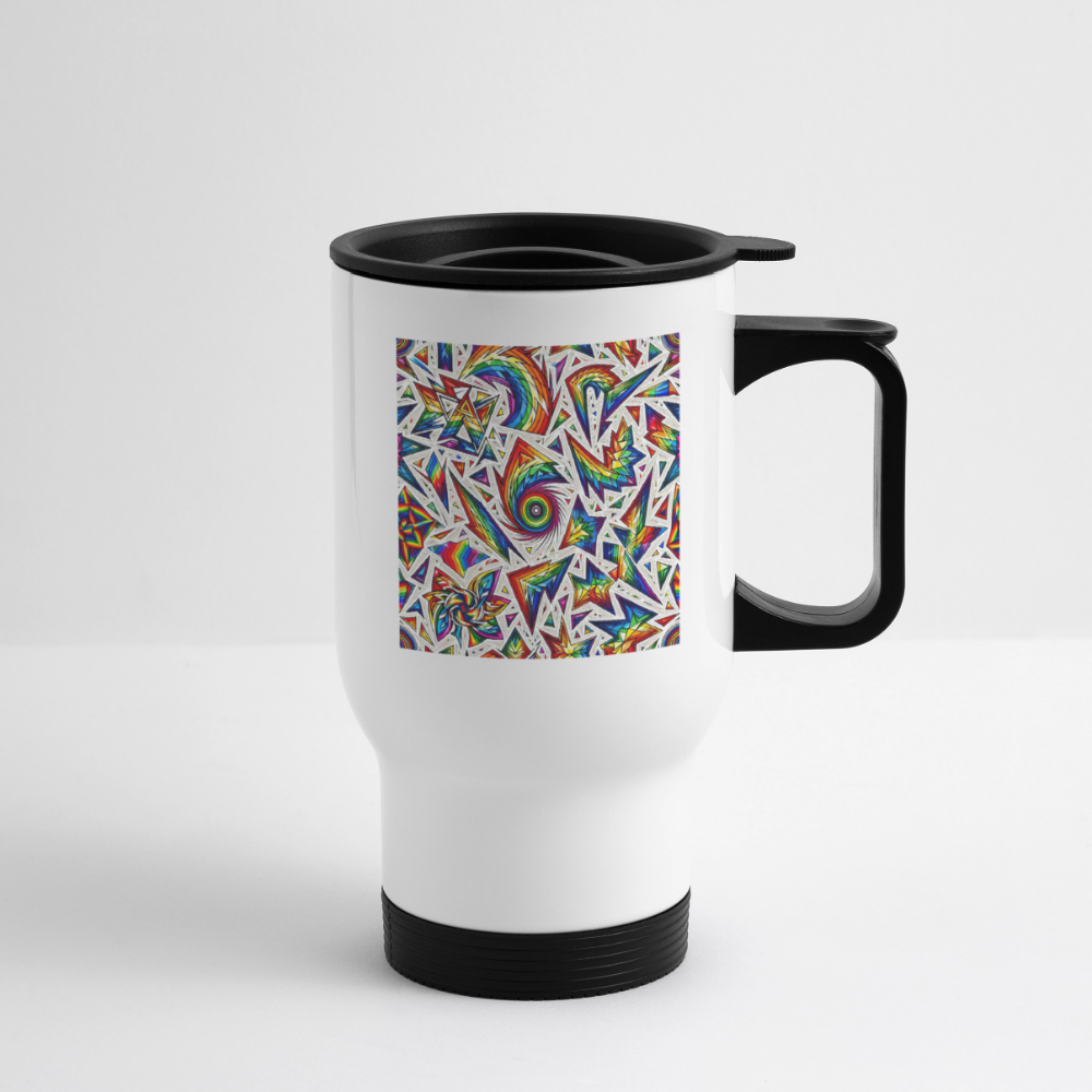 Thermobecher mit Tragegriff, Rainbow verschlungen - Weiß