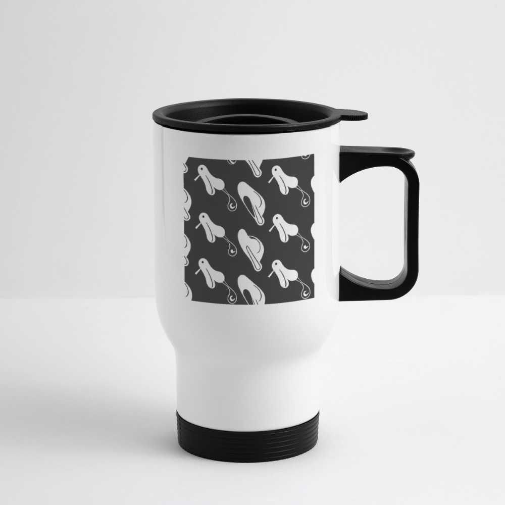 Thermobecher mit Tragegriff, Black & White Grafik - Weiß