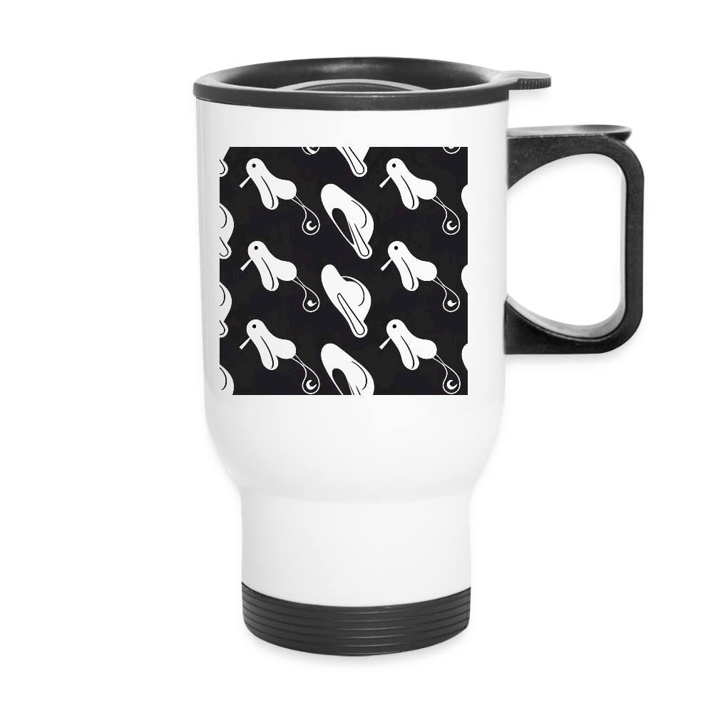 Thermobecher mit Tragegriff, Black & White Grafik - Weiß