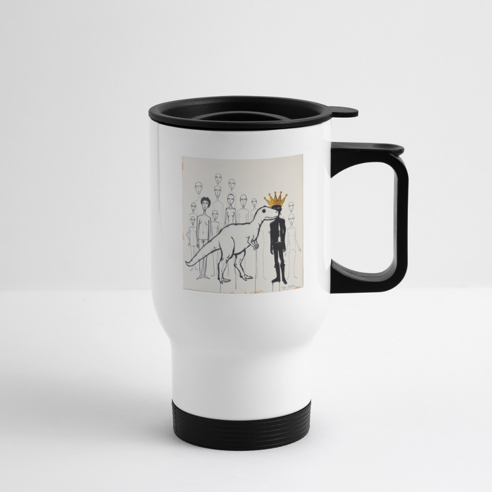 Thermobecher mit Tragegriff, Dino 7 - Weiß