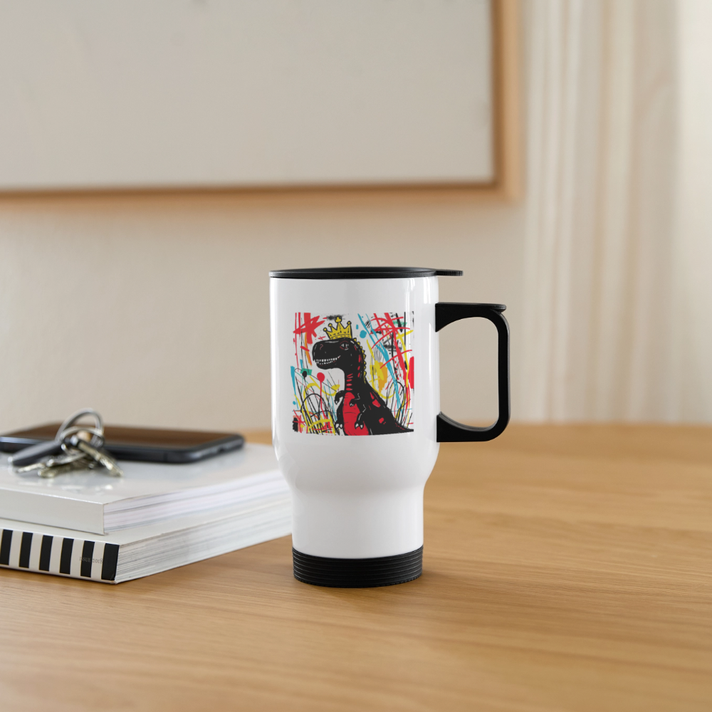 Thermobecher mit Tragegriff, Dino 5 - Weiß