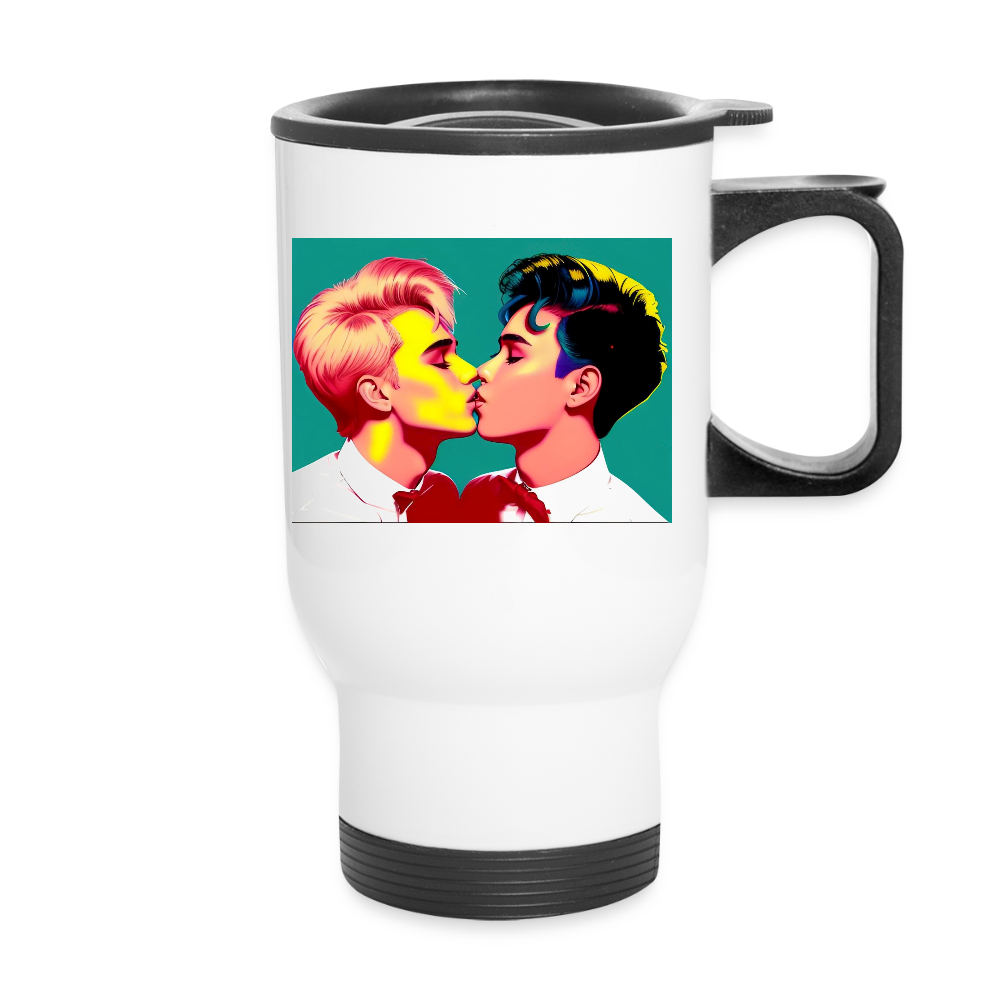 Thermobecher mit Tragegriff, Twinks Pop Art - Weiß