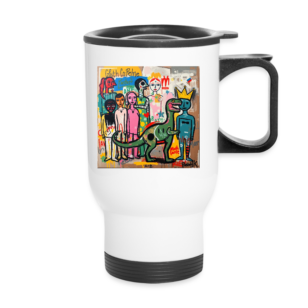 Thermobecher mit Tragegriff, Dino 9 - Weiß