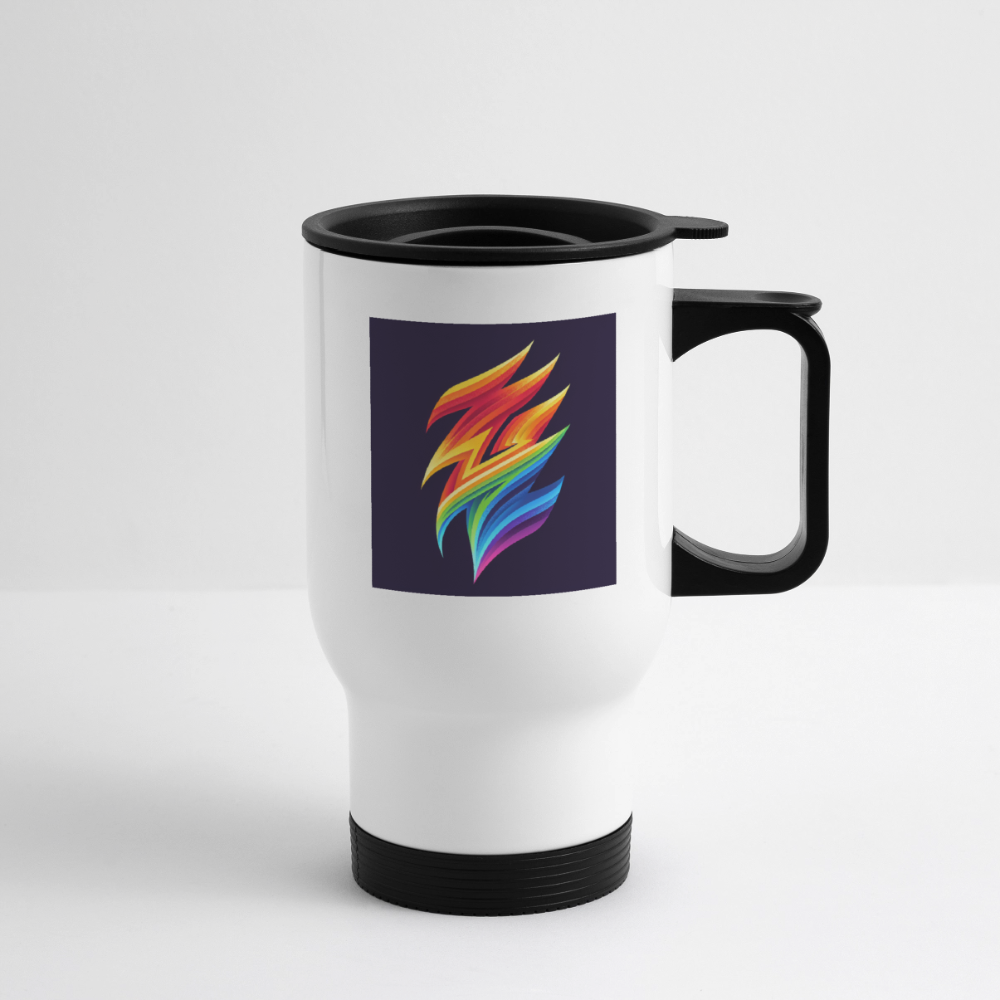 Thermobecher mit Tragegriff, Rainbow Blitz - Weiß