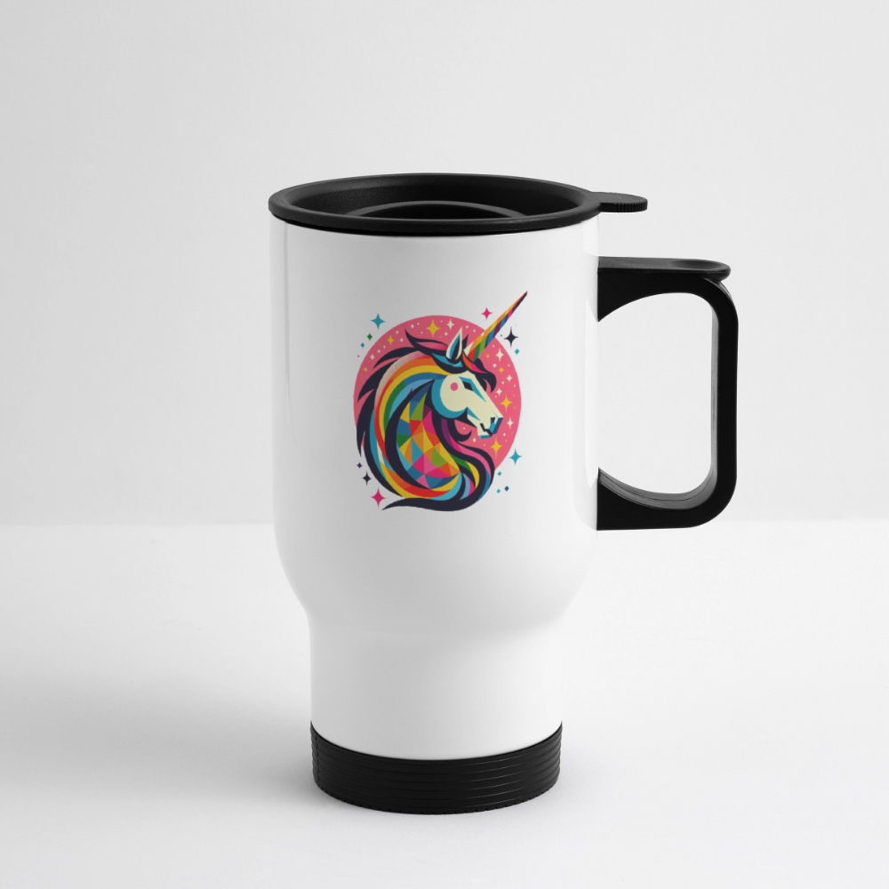 Thermobecher mit Tragegriff, Einhorn 1 - Weiß