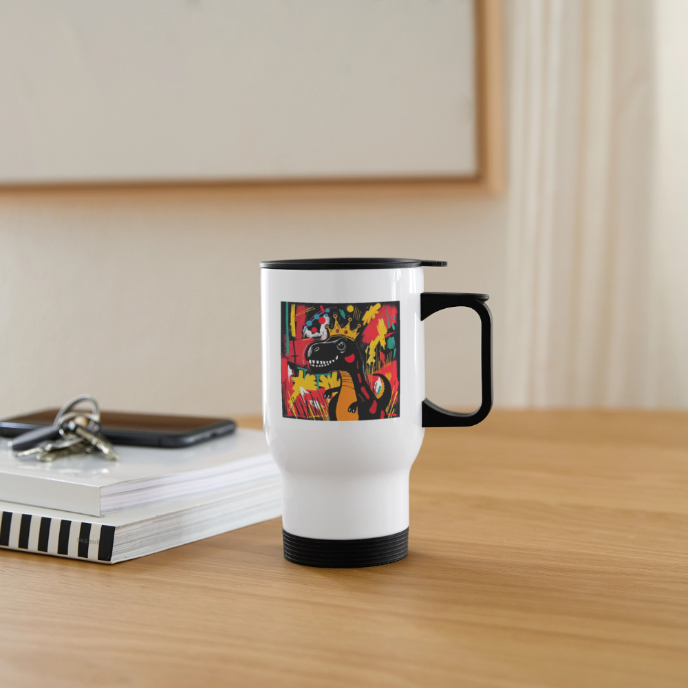 Thermobecher mit Tragegriff, Dino 6 - Weiß