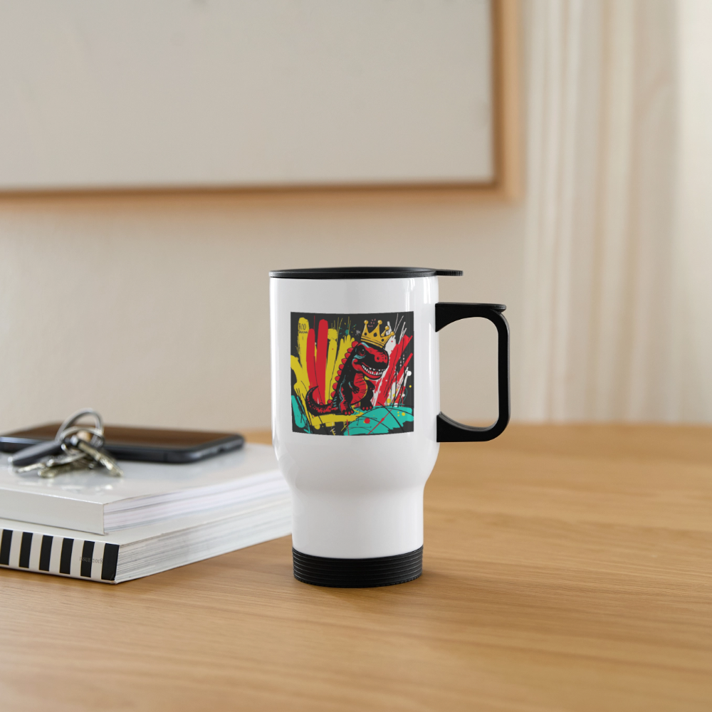 Thermobecher mit Tragegriff, Dino 4 - Weiß