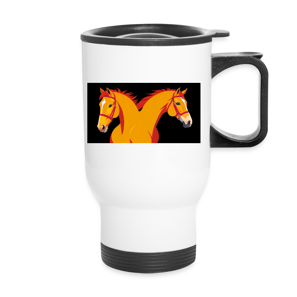 Thermobecher mit Tragegriff, Pferde 3 - Weiß