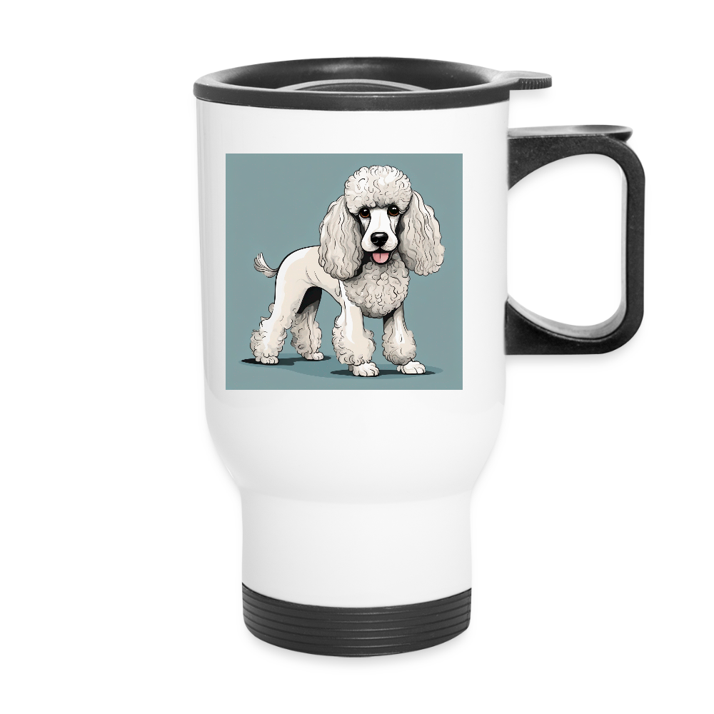 Thermobecher mit Tragegriff, Pudel weiss - Weiß