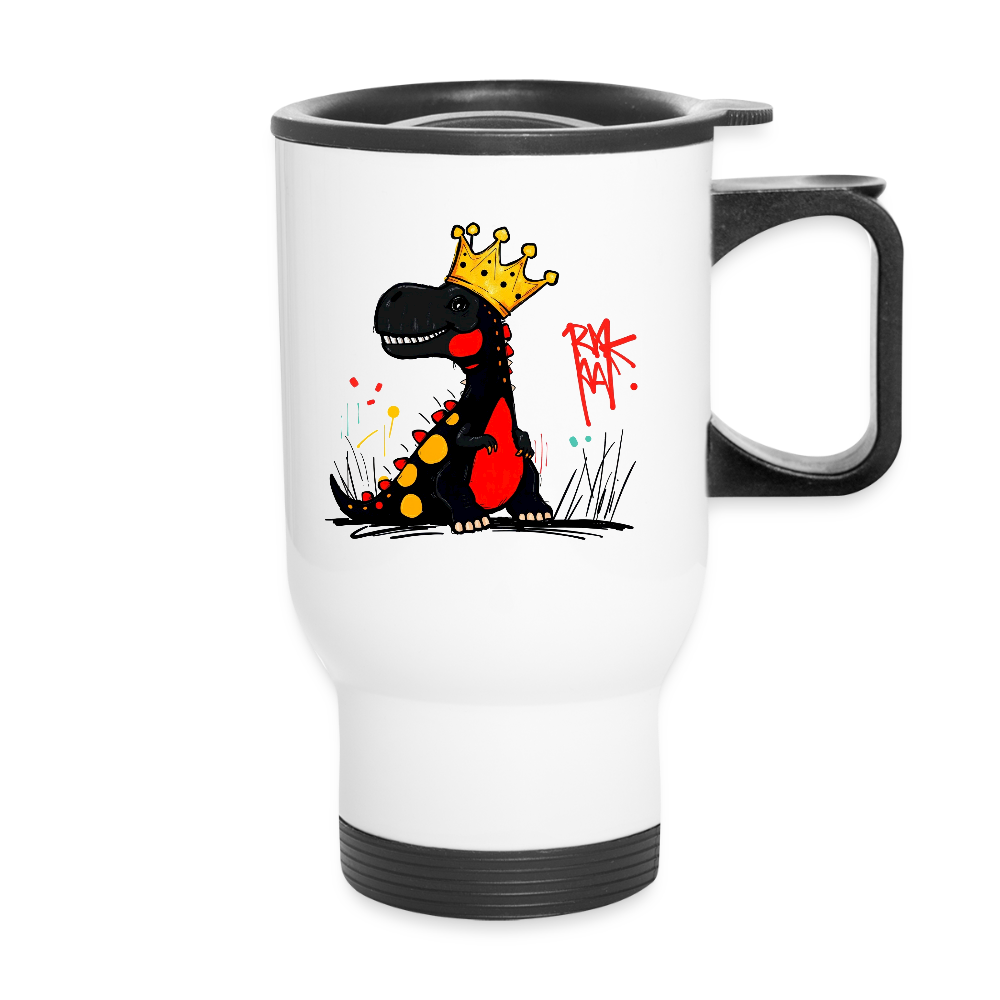 Thermobecher mit Tragegriff, Dino 3 - Weiß