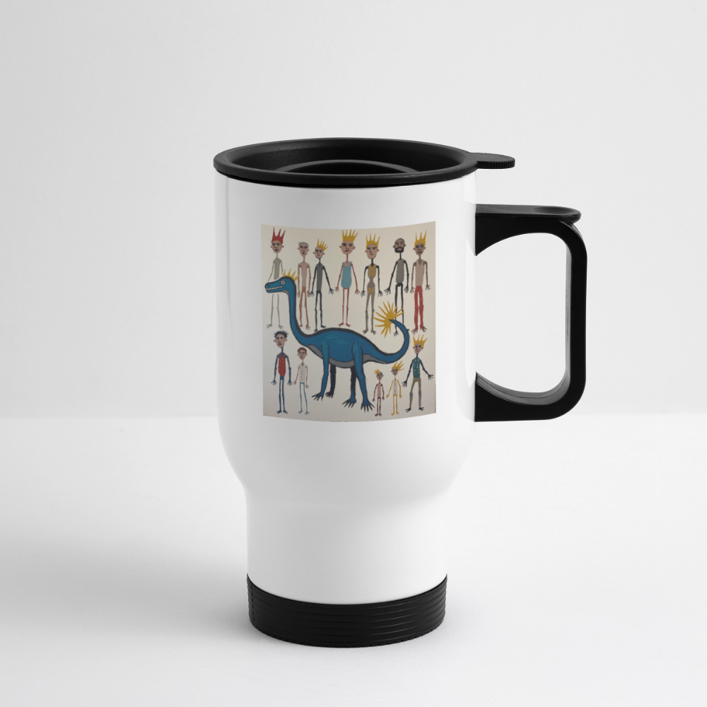 Thermobecher mit Tragegriff, Dino 8 - Weiß