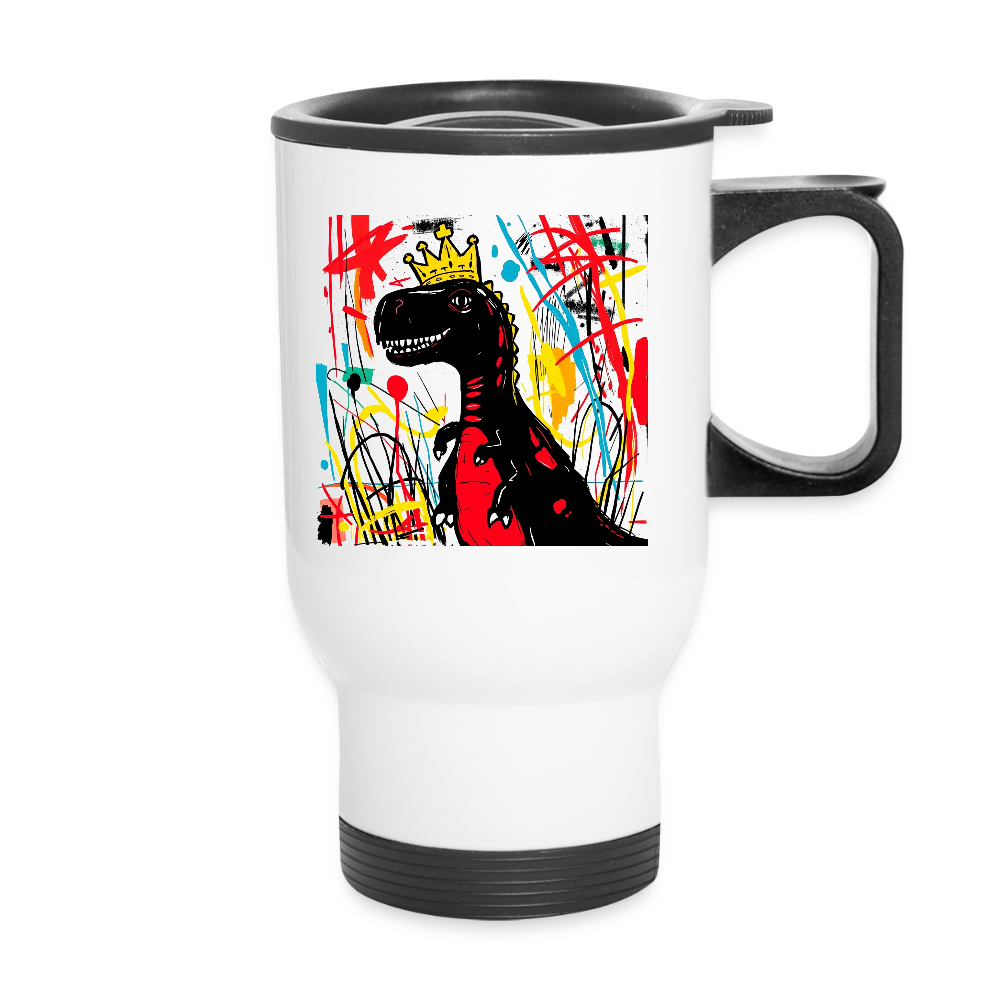 Thermobecher mit Tragegriff, Dino 5 - Weiß