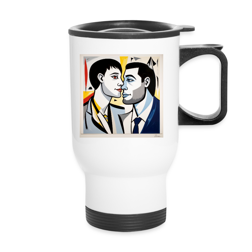 Thermobecher mit Tragegriff, Love Picasso Stil - Weiß