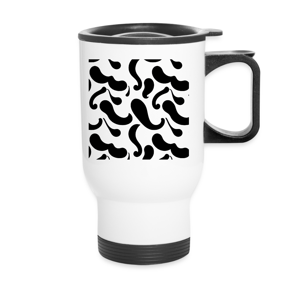 Thermobecher mit Tragegriff, Black & White Memphis - Weiß