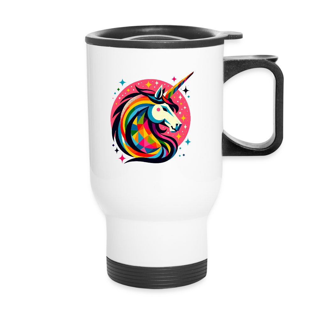 Thermobecher mit Tragegriff, Einhorn 1 - Weiß