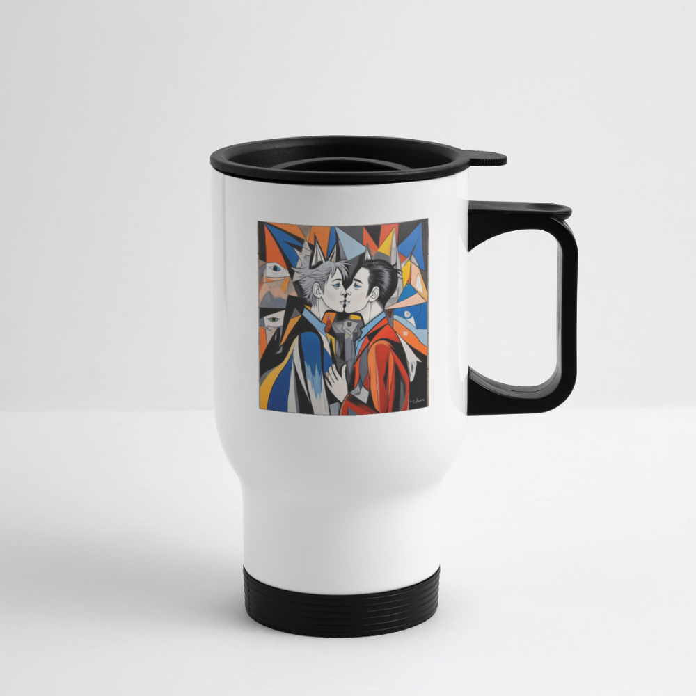 Thermobecher mit Tragegriff, Explosive Liebe - Weiß