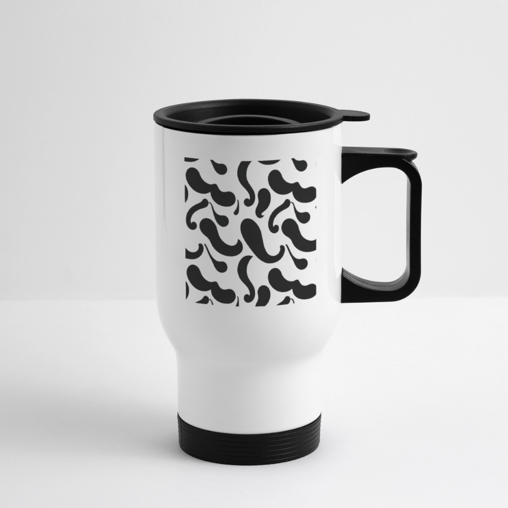 Thermobecher mit Tragegriff, Black & White Memphis - Weiß