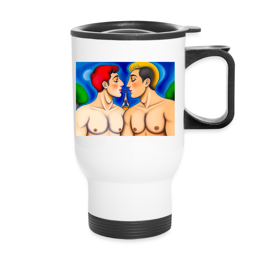 Thermobecher mit Tragegriff, Liebe in Paris Chagall - Weiß