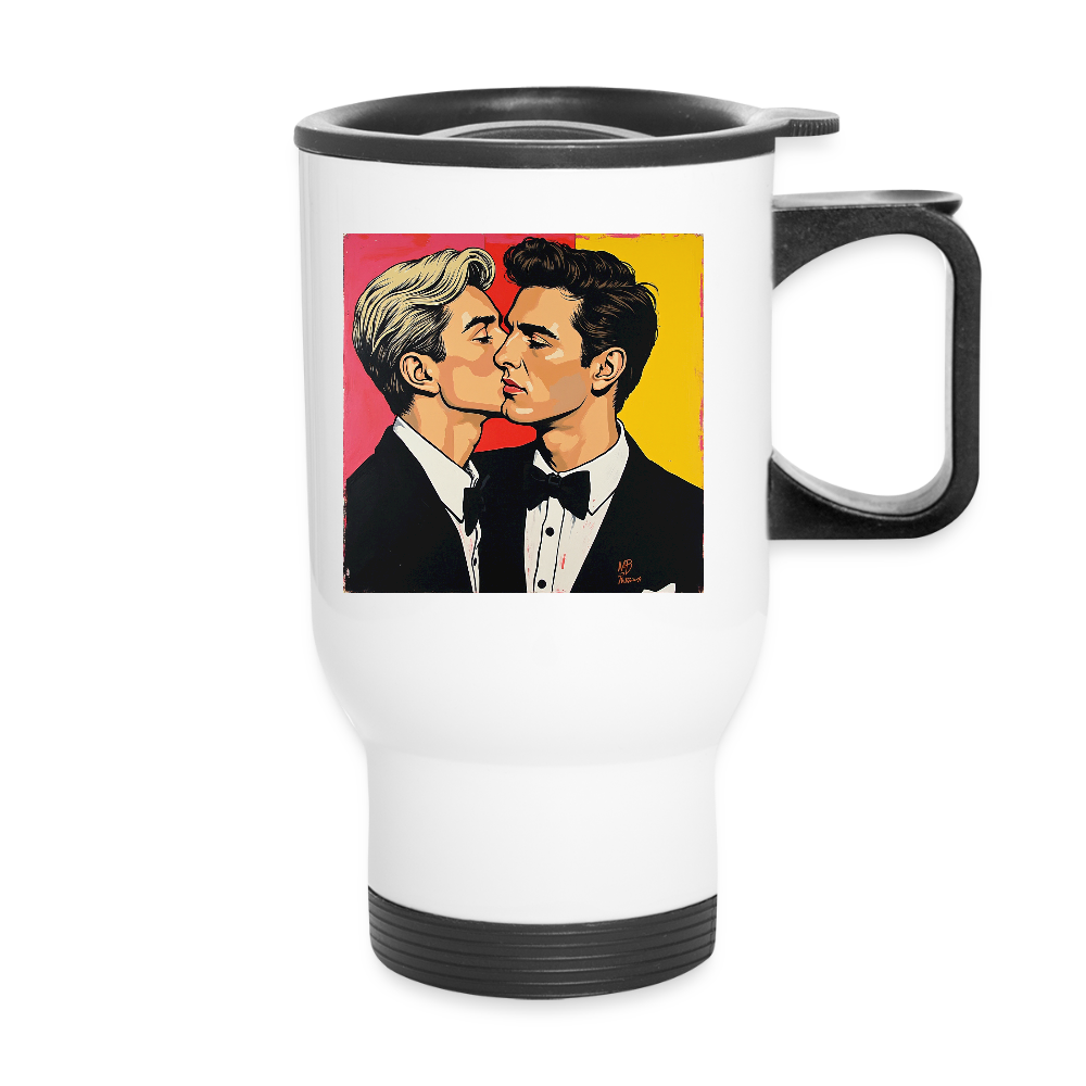 Thermobecher mit Tragegriff, Gay in Hollywood - Weiß