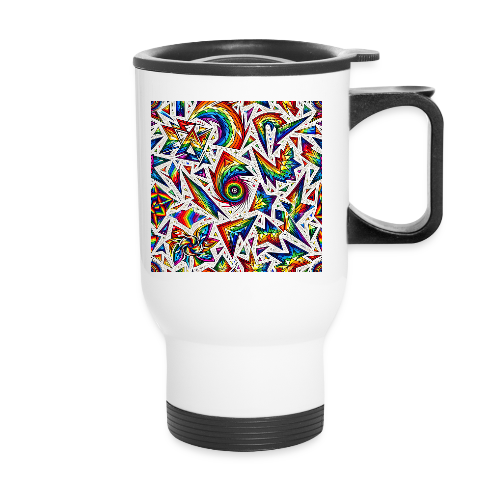 Thermobecher mit Tragegriff, Rainbow verschlungen - Weiß
