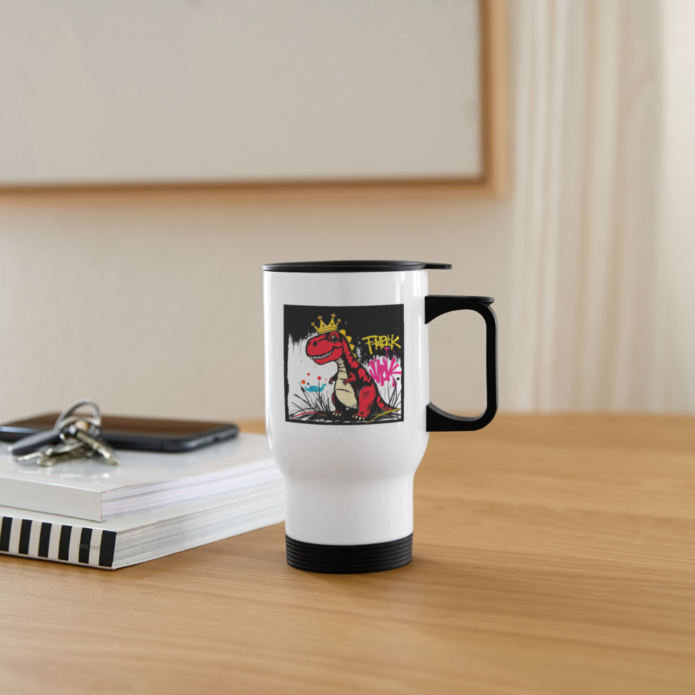 Thermobecher mit Tragegriff, Dino Crown 1 - Weiß