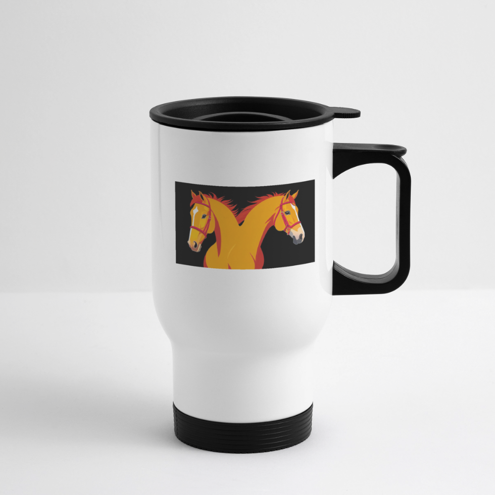 Thermobecher mit Tragegriff, Pferde 3 - Weiß