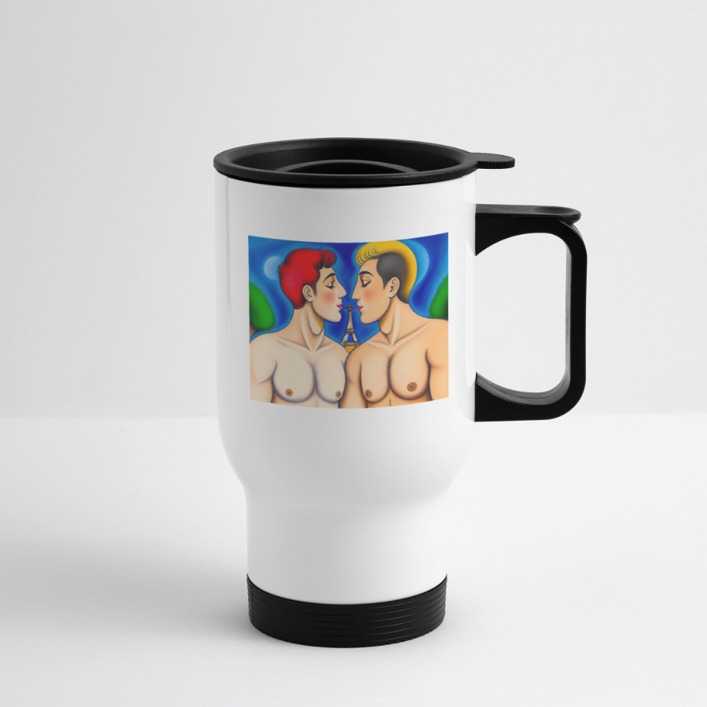 Thermobecher mit Tragegriff, Liebe in Paris Chagall - Weiß