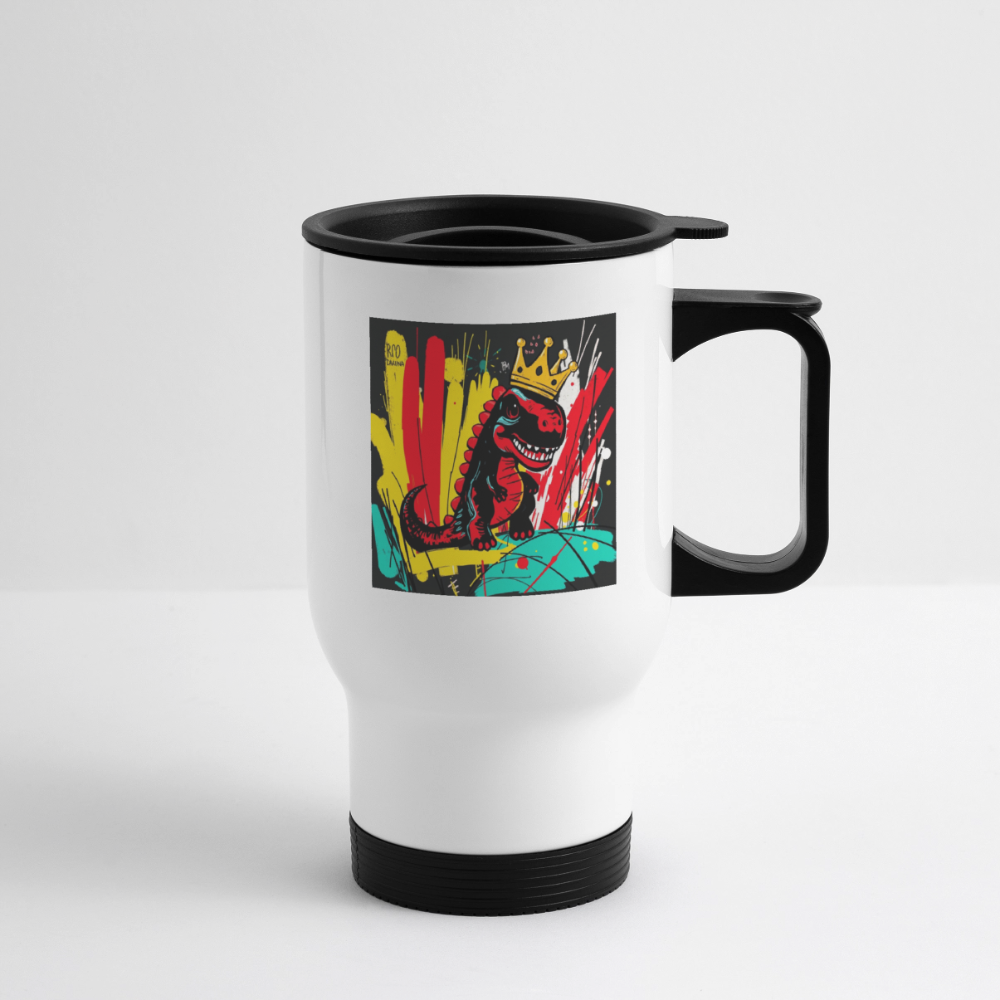 Thermobecher mit Tragegriff, Dino 4 - Weiß