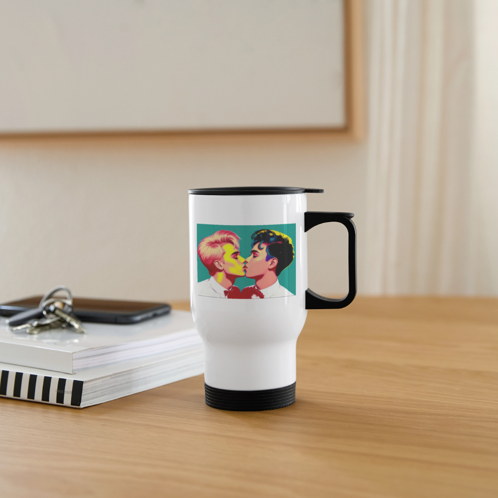 Thermobecher mit Tragegriff, Twinks Pop Art - Weiß