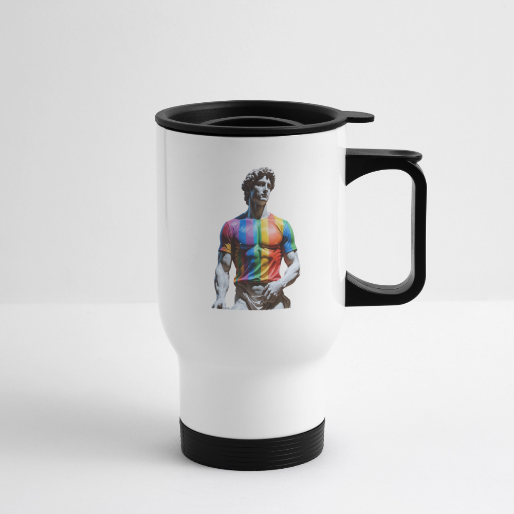 Thermobecher mit Tragegriff, David - Weiß