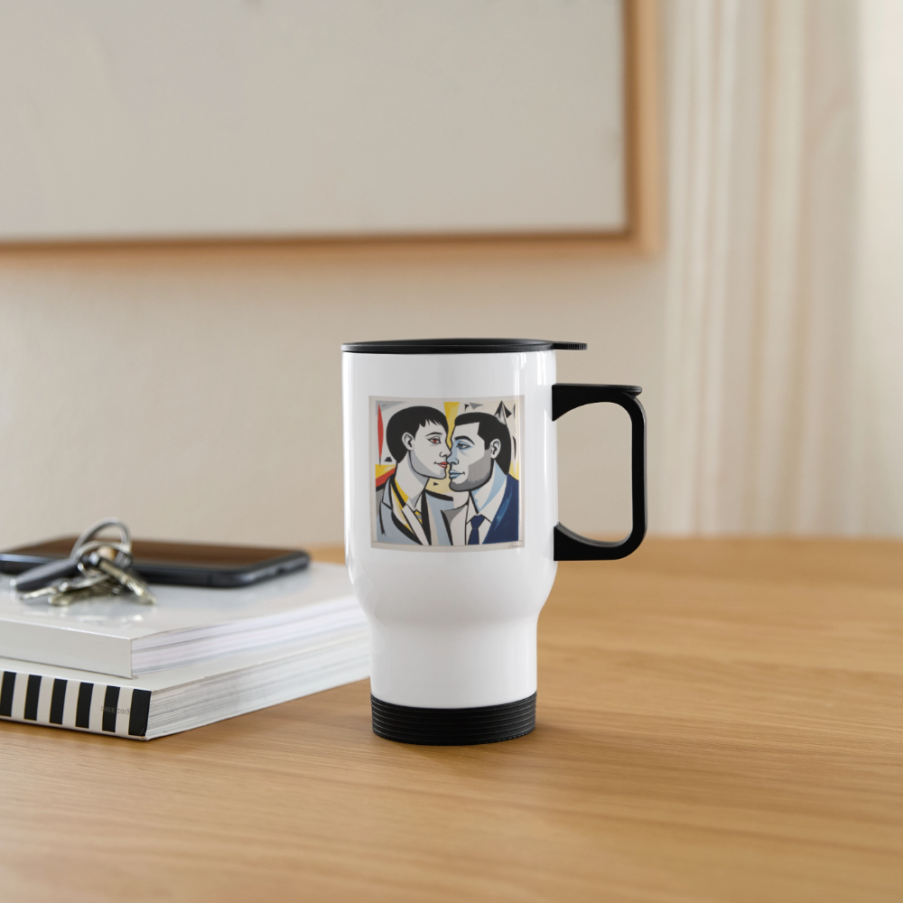 Thermobecher mit Tragegriff, Love Picasso Stil - Weiß