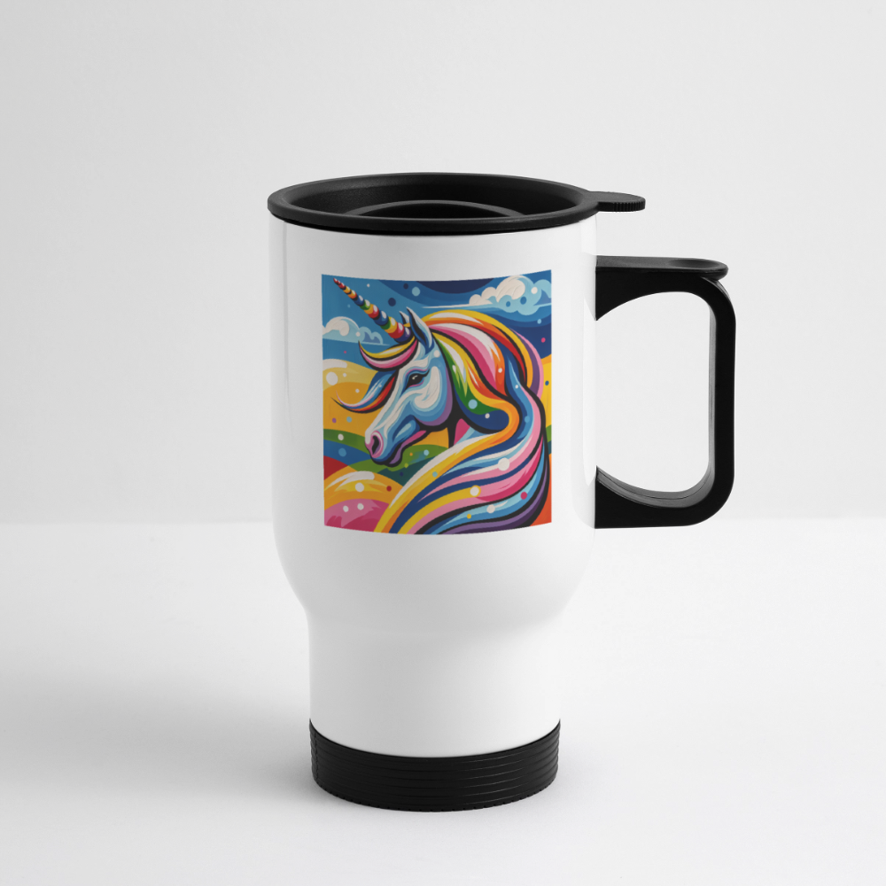 Thermobecher mit Tragegriff, Einhorn 2 - Weiß