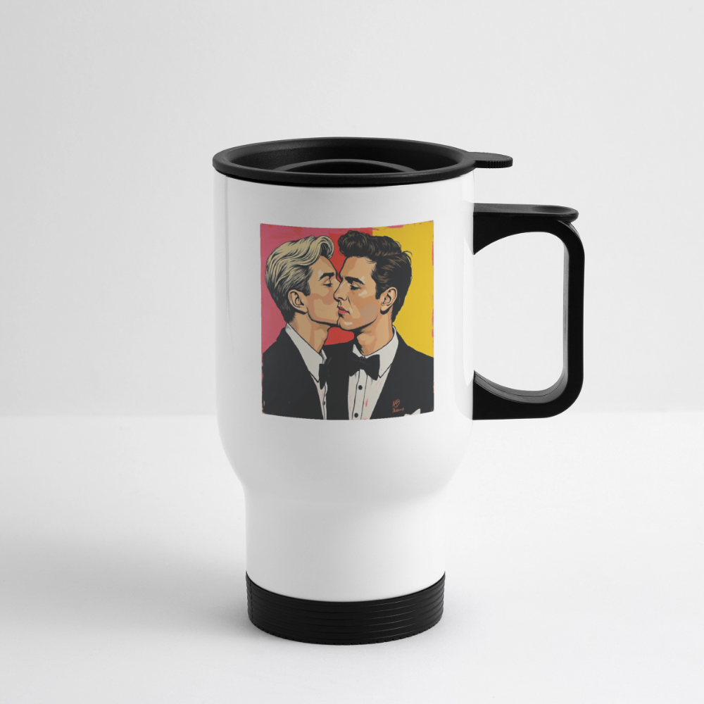 Thermobecher mit Tragegriff, Gay in Hollywood - Weiß