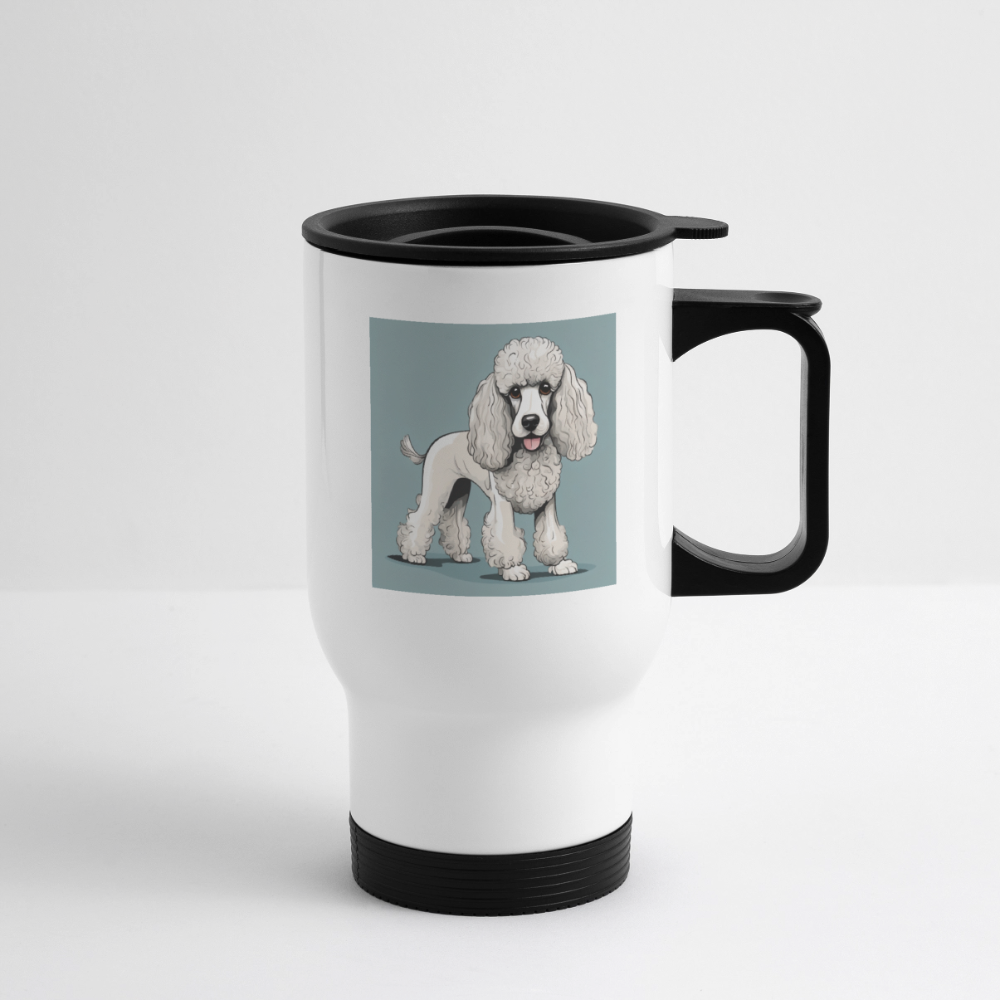 Thermobecher mit Tragegriff, Pudel weiss - Weiß