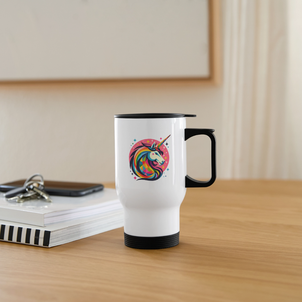 Thermobecher mit Tragegriff, Einhorn 1 - Weiß