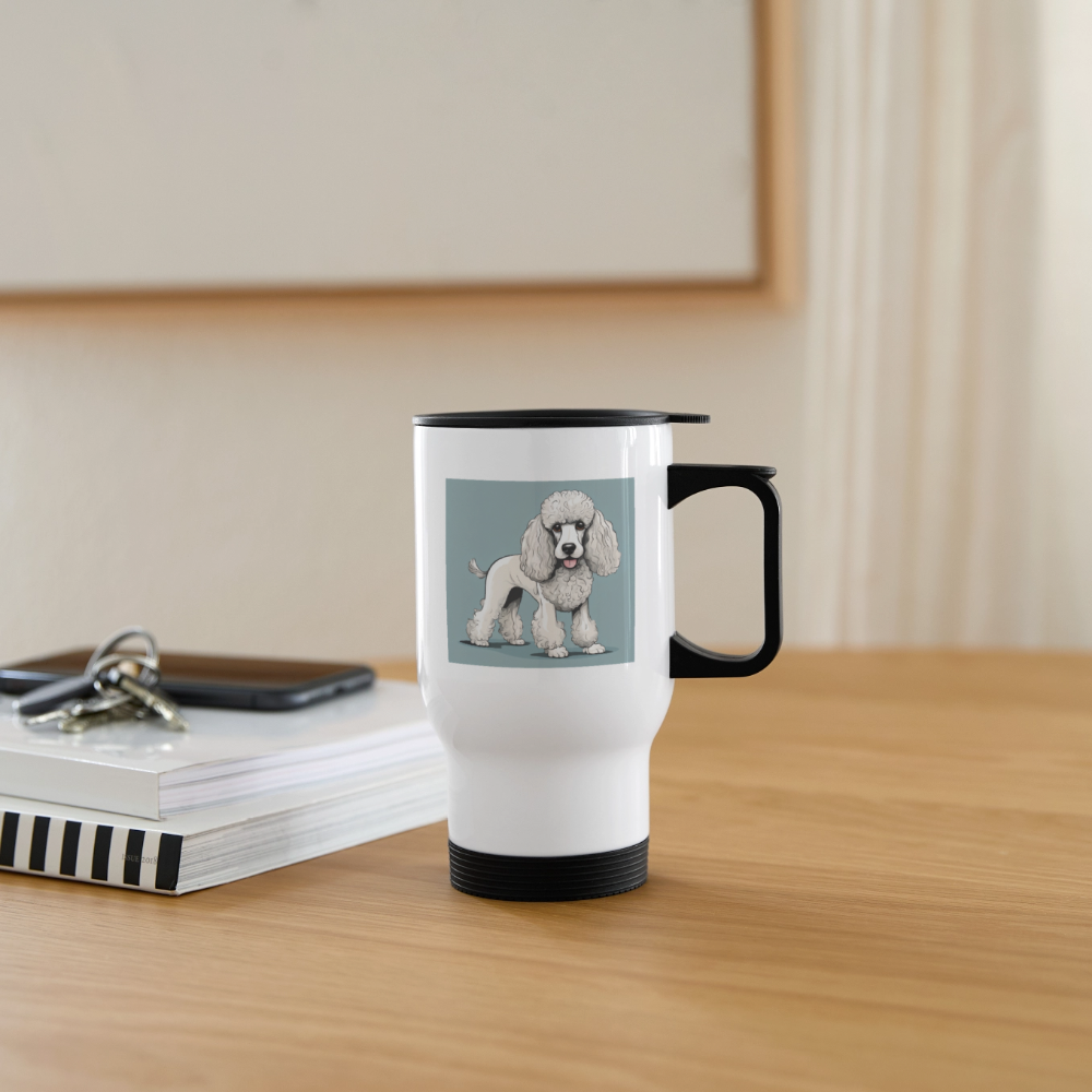 Thermobecher mit Tragegriff, Pudel weiss - Weiß