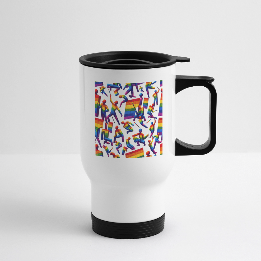 Thermobecher mit Tragegriff, Gay Fighter - Weiß