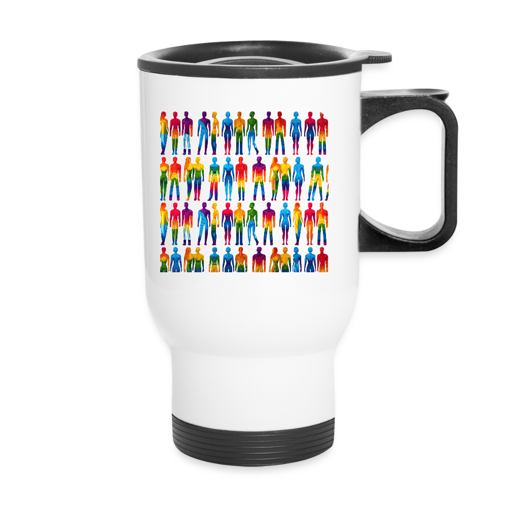 Thermobecher mit Tragegriff, People Rainbow - Weiß