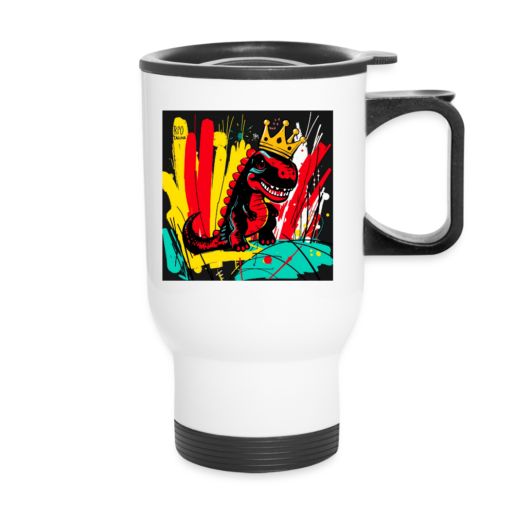 Thermobecher mit Tragegriff, Dino 4 - Weiß