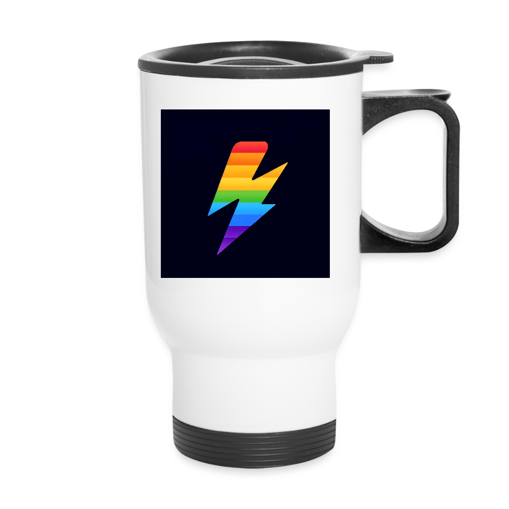 Thermobecher mit Tragegriff, Rainbow Blitz 2 - Weiß